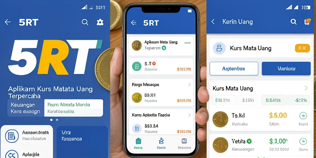 Antarmuka aplikasi 5RT menampilkan fungsi Kurs Mata Uang dengan jelas dan informatif.