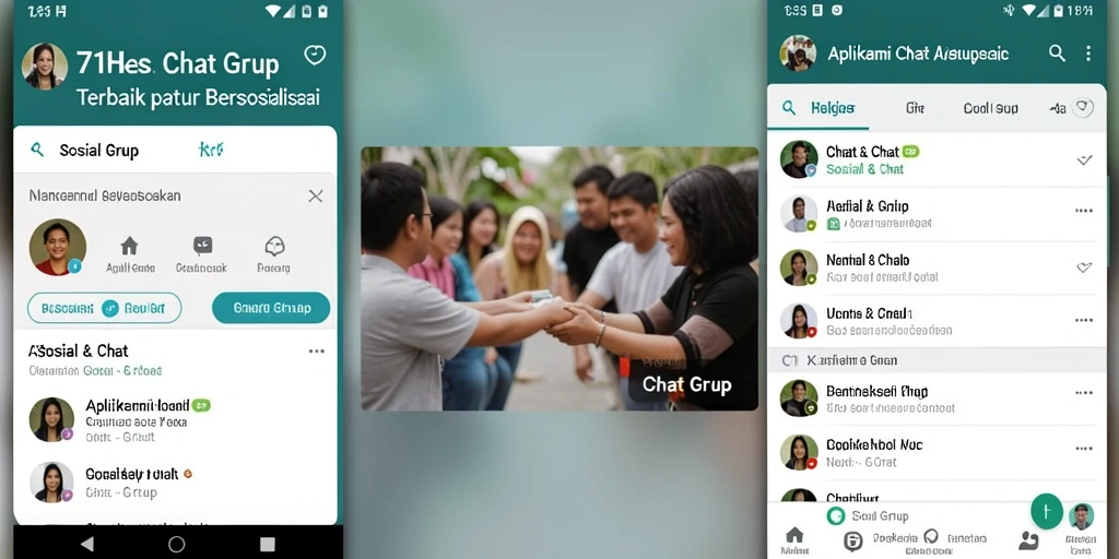 Antarmuka aplikasi 71H yang menarik untuk Chat Grup.