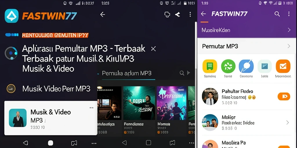 Tampilan antarmuka aplikasi FASTWIN77 untuk Pemutar MP3.