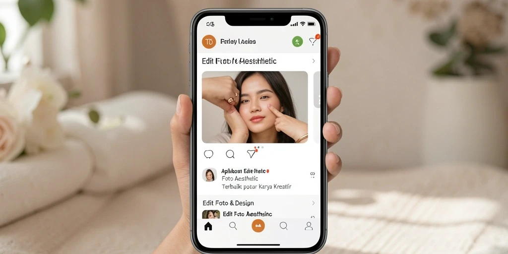 Screenshot aplikasi T6 menampilkan antarmuka pengguna yang ramah dan alat edit kreatif.